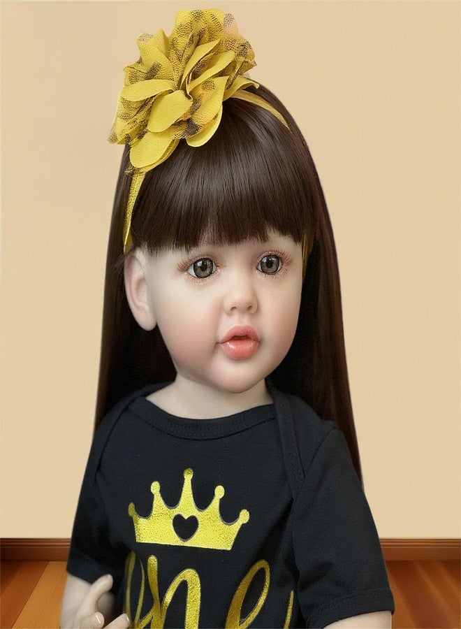 iCradle Lovely Reborn Baby Dolls Princess Girl 22 inch 55 cm Full Body Silicone Soft Vinyl Realistic Newborn Dolls Long Hair Lifelike Baby Doll Kids Toy for Ages 3+ - Image 3